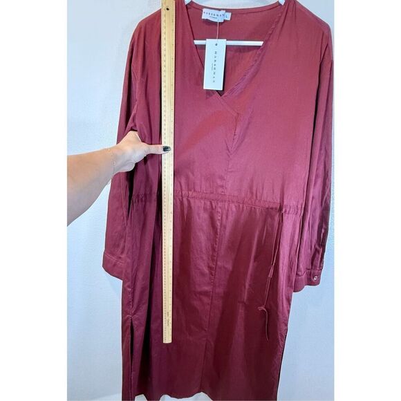 NWT Nordstrom Harshman Belinda A-Line Midi Burgundy Holiday Fall Dress Large - Picture 9 of 14